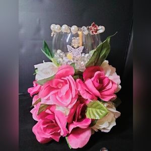 Deep Rose Candle Holder Centerpiece